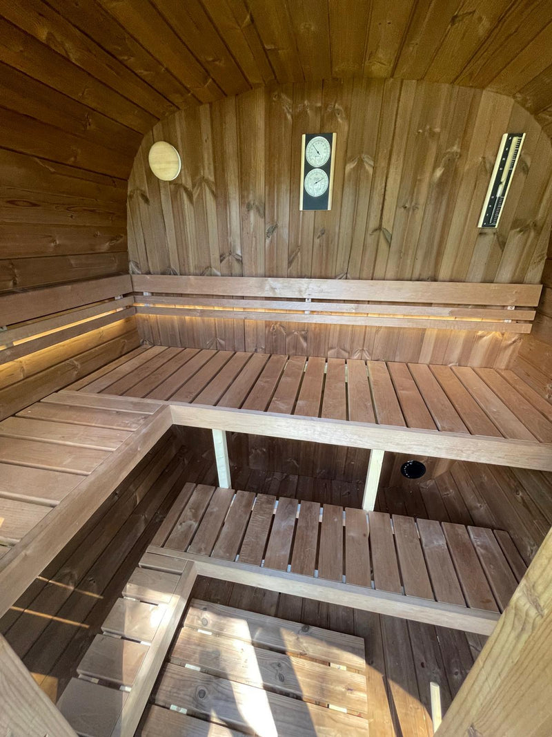 Inside the Max 2.0 - L-shape benches, ambient under-lighting.
